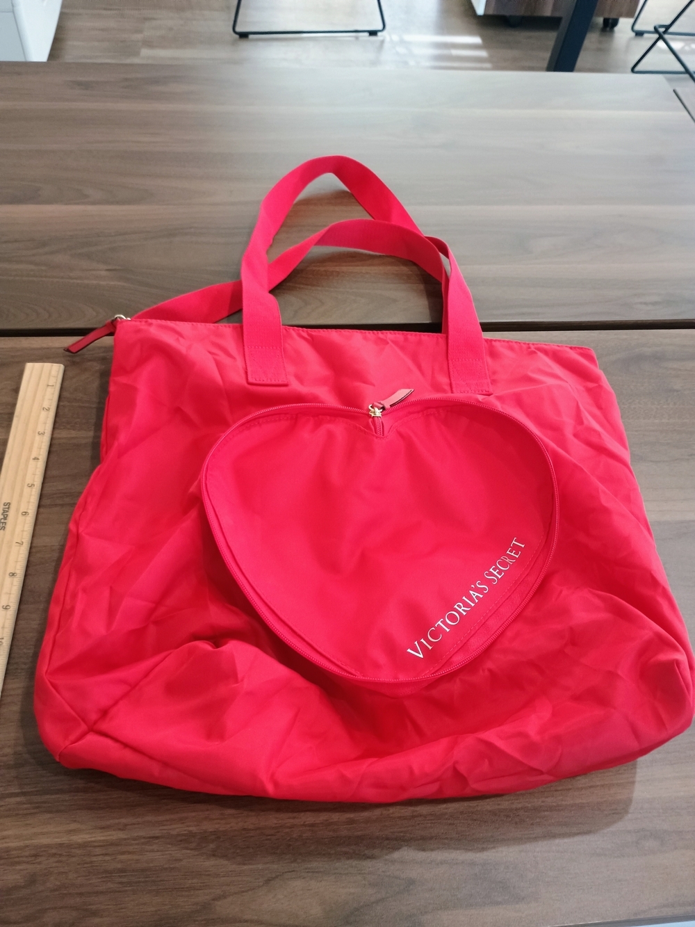 Victoria's Secret Red Heart Packable Tote Bag